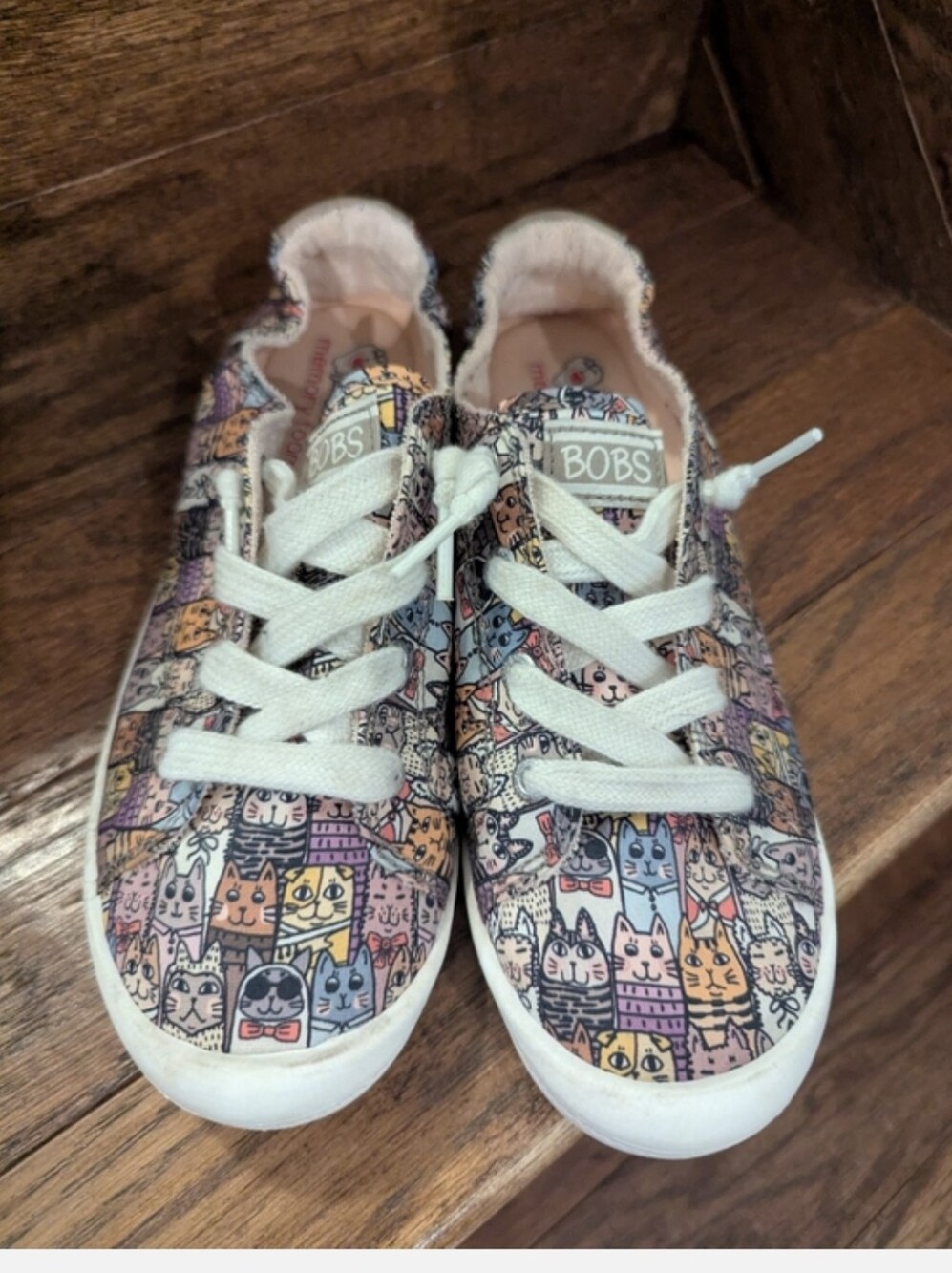 Skechers Sneakers Beach Bingo - Kitty Cruiser Cat Design Slip Ons Size 7 Ivory - Picture 4 of 13